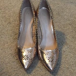 Lauren Conrad metallic rose gold heels